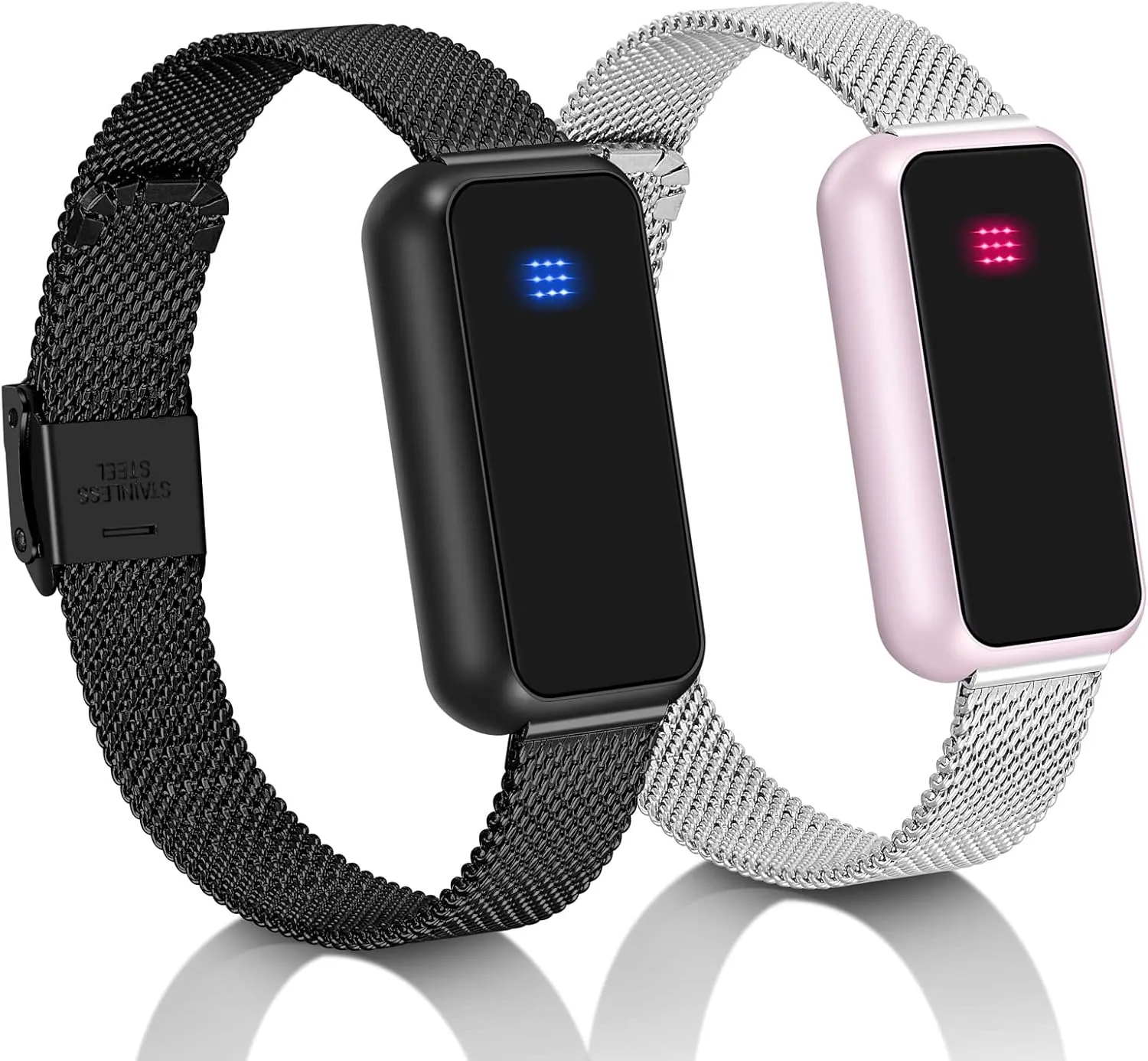 Long Distance Touch Bracelets Jewelry Set Vibration & Light up, Send SOS SMS, Relationship Bluetooth Pairing Bracelets for Couples Lovers Family Friends Festivals Boyfriend Girlfriend Gifts Pink