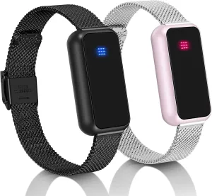 Long Distance Touch Bracelets Jewelry Set Vibration & Light up, Send SOS SMS, Relationship Bluetooth Pairing Bracelets for Couples Lovers Family Friends Festivals Boyfriend Girlfriend Gifts Pink