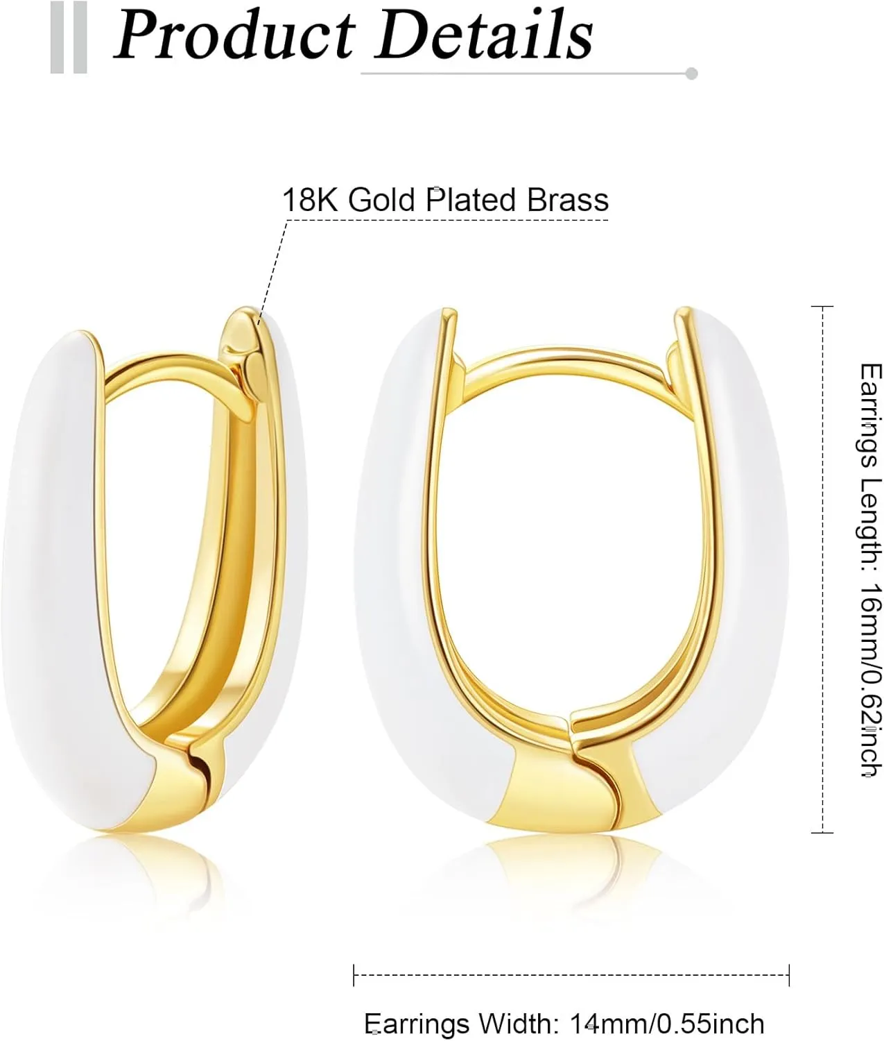 Lourny Small Hoop Earrings for Women, 18K Gold Plated Hypoallergenic Cute Enamel Huggie Earring Gifts for Women