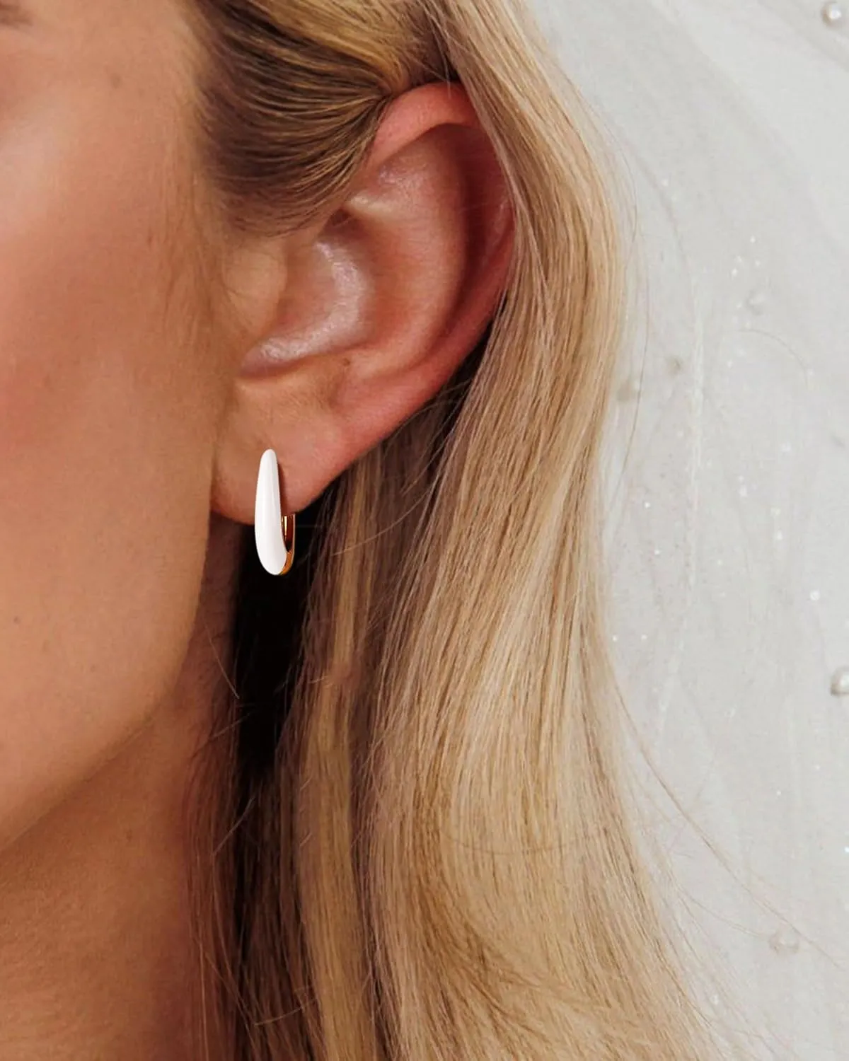 Lourny Small Hoop Earrings for Women, 18K Gold Plated Hypoallergenic Cute Enamel Huggie Earring Gifts for Women