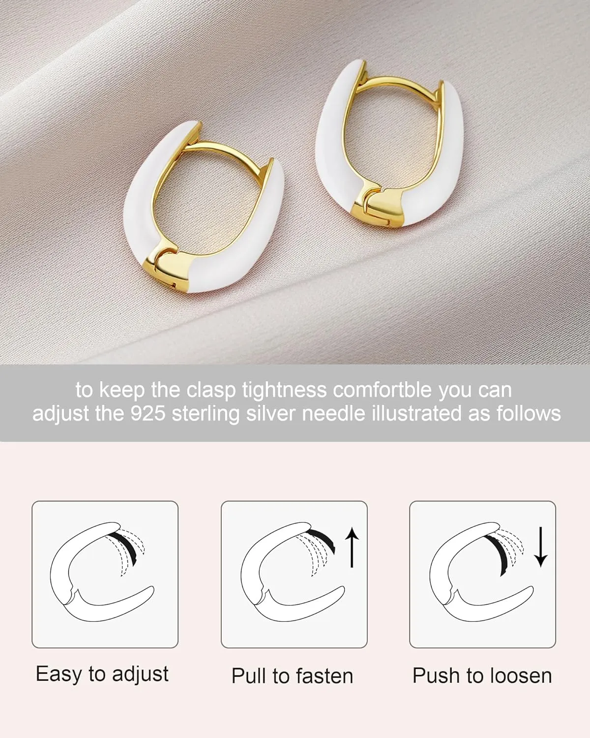 Lourny Small Hoop Earrings for Women, 18K Gold Plated Hypoallergenic Cute Enamel Huggie Earring Gifts for Women