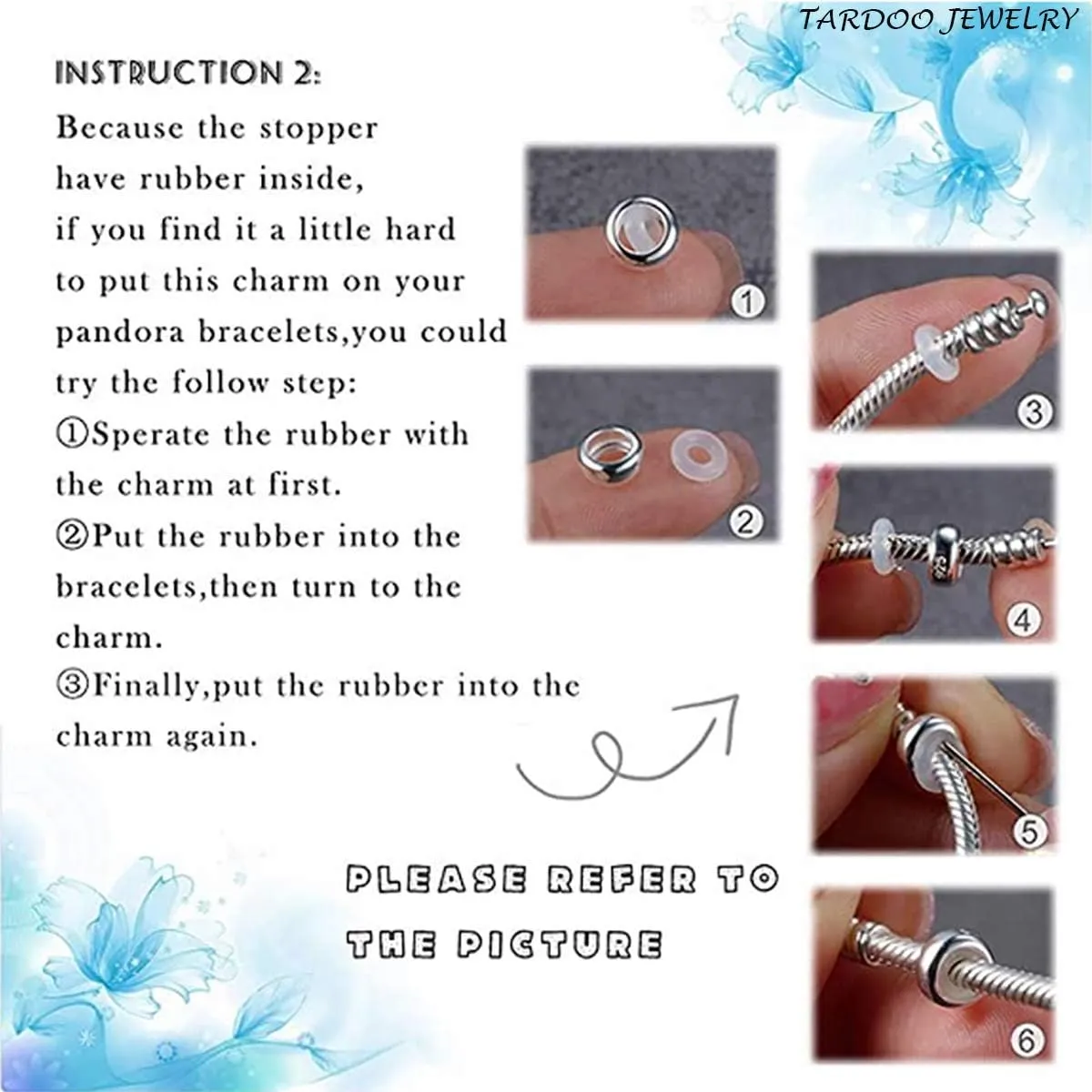 Lovans 925 Sterling Silver Spacer Beads for European Charms Bracelet Charms fit DIY Snake Charm Bracelet Charm Spacer Stopper for Women with Gift Bag