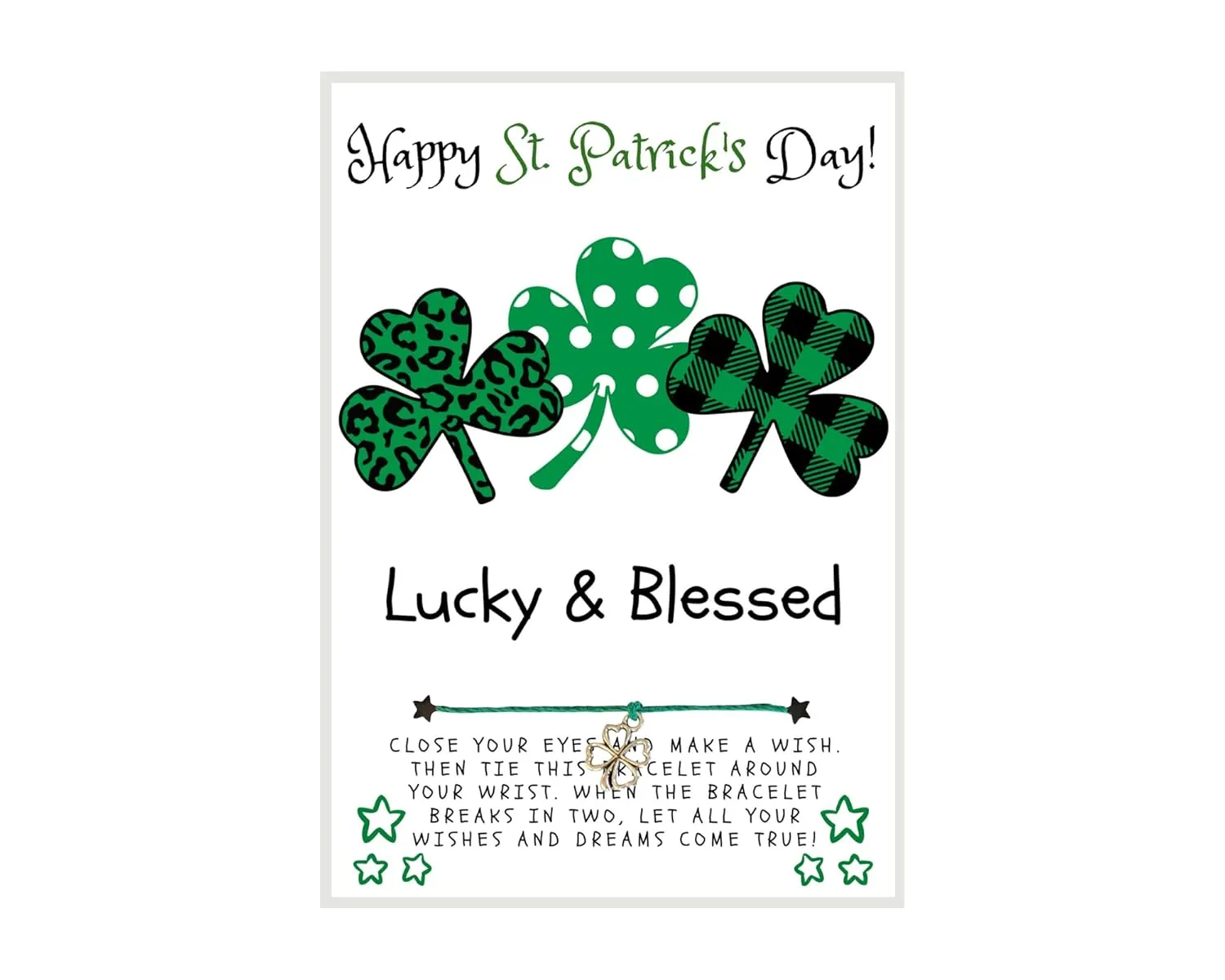 Lucky and Blessed St. Patrick's Day Wish, Wish Bracelet, Holiday Party Favor, Thank You, St. Patrick's Day WIsh Bracelet, Co-Worker Gift, Friendship Wish Bracelet