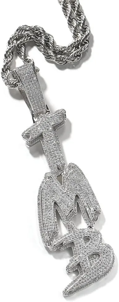 Lulu Mel Iced Out Custom Name Necklace Personalized with Tennis Chain for Men and Women, Hip Hop 14k Real Gold Plated Letter Pendant Necklaces, Handmade Customized Nameplate Jewelry