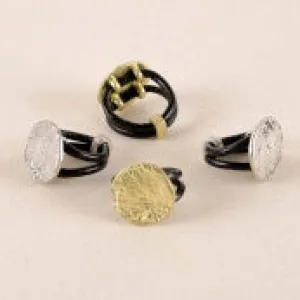Luna Ring Metal Disk on Leather Band