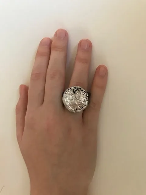 Luna Ring Metal Disk on Leather Band