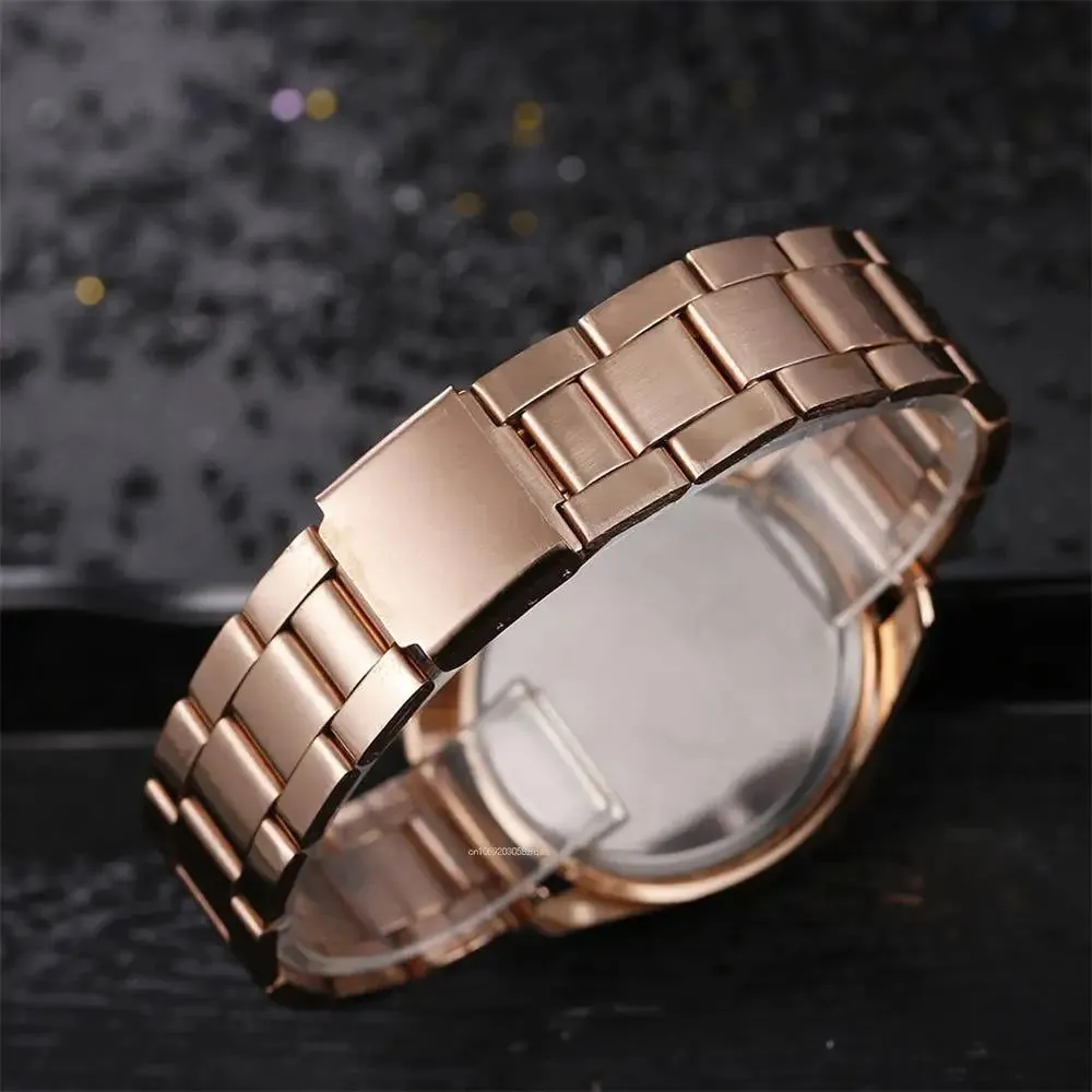Luxury New Brand Women Watch Fashion with Diamonds Crystal Design Quartz Watches Leisure Rose Gold Stainless Steel Strap Clock