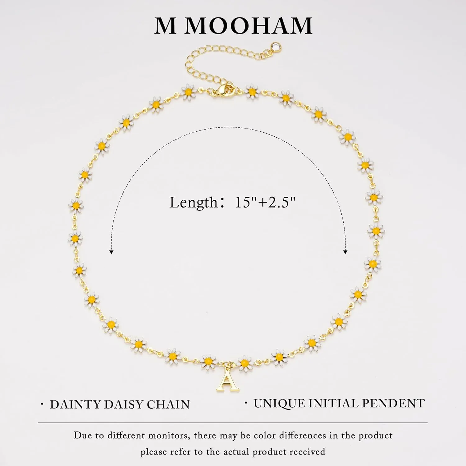 M MOOHAM Flower Initial Necklaces for Girls - Dainty Gold Letter Charm Necklace for Women Trendy, Gold Choker Necklace Daisy Flower Jewelry Personalized Gifts
