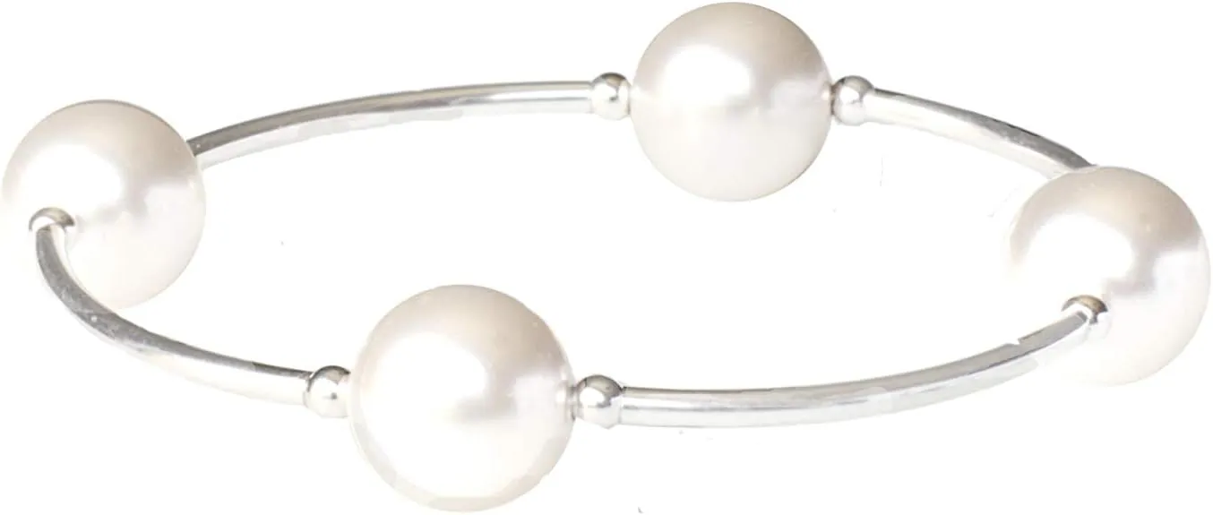 Made As Intended Blessing Bracelet, 12mm White Simulated Crystal Pearls