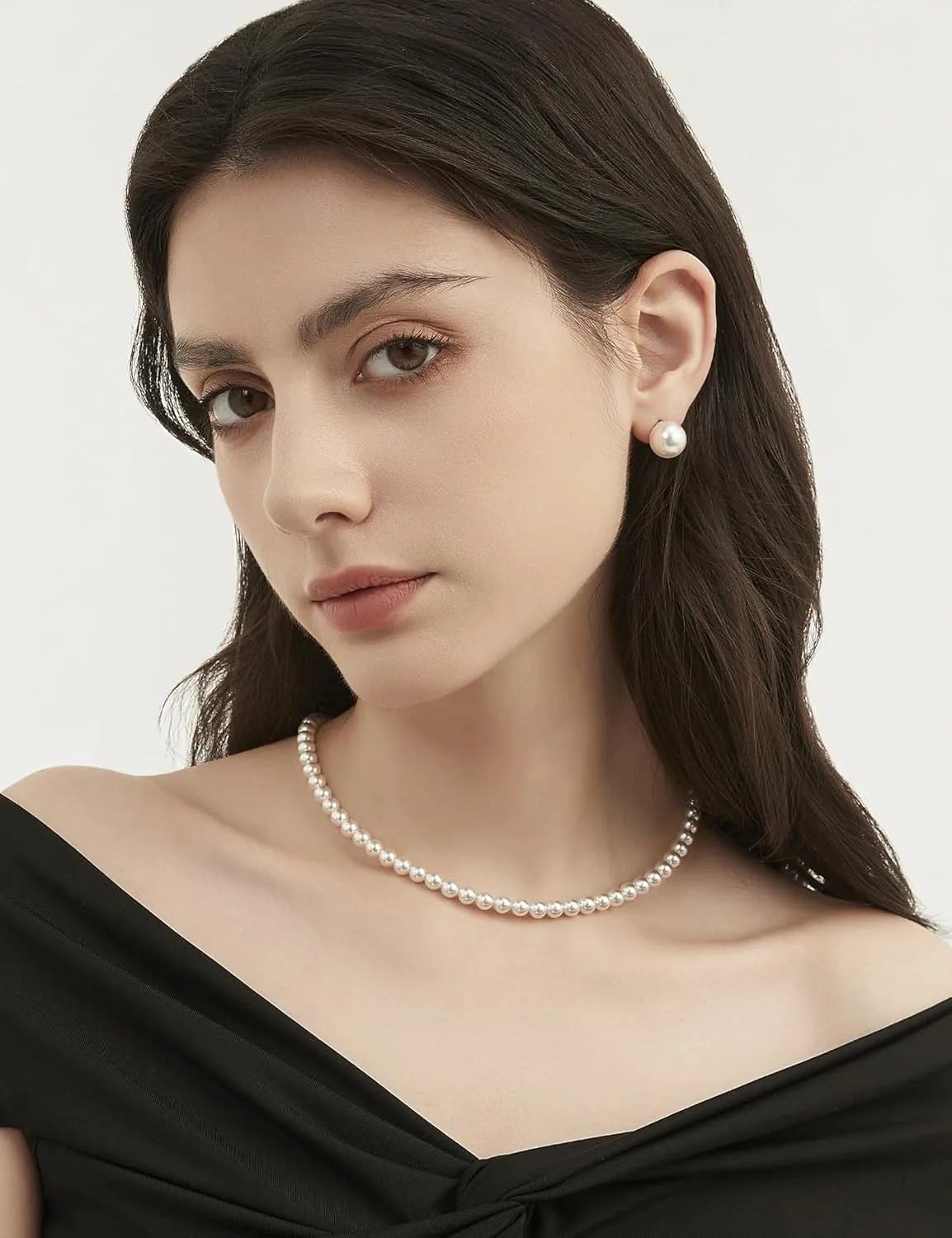 Mameloly Pearl Earrings for Women Dainty 925 Sterling Silver 14K Gold Plated 6MM/8MM/10MM/12MM Handpicked Simulated White Pearl Stud Earrings Hypoallergenic