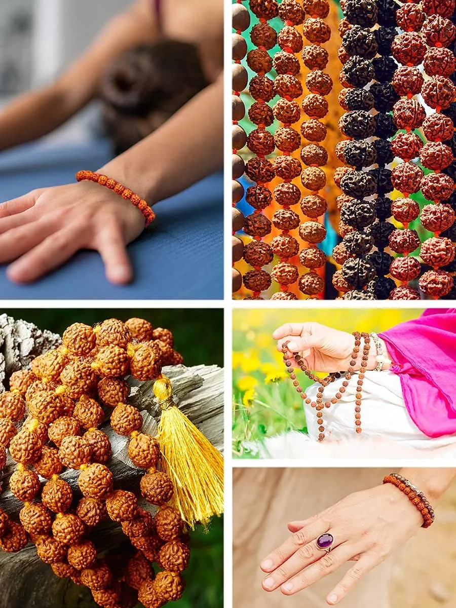 Mandala Crafts Rudraksha Bracelet for Women Men - Rudraksha Mala Bracelet - Rudraksha Beads Bracelet Tibet Beads Rudraksha Wrist Mala