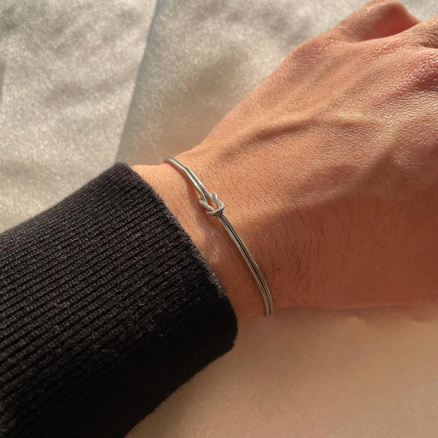 Matching Bracelets for CouplesDainty Gold Love Knot Bracelet 14K Gold Plated Herringbone Chain Bracelet Relationship Jewelry Gifts for Best Friend