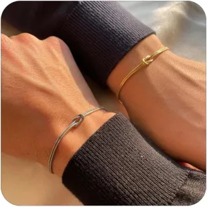 Matching Bracelets for CouplesDainty Gold Love Knot Bracelet 14K Gold Plated Herringbone Chain Bracelet Relationship Jewelry Gifts for Best Friend