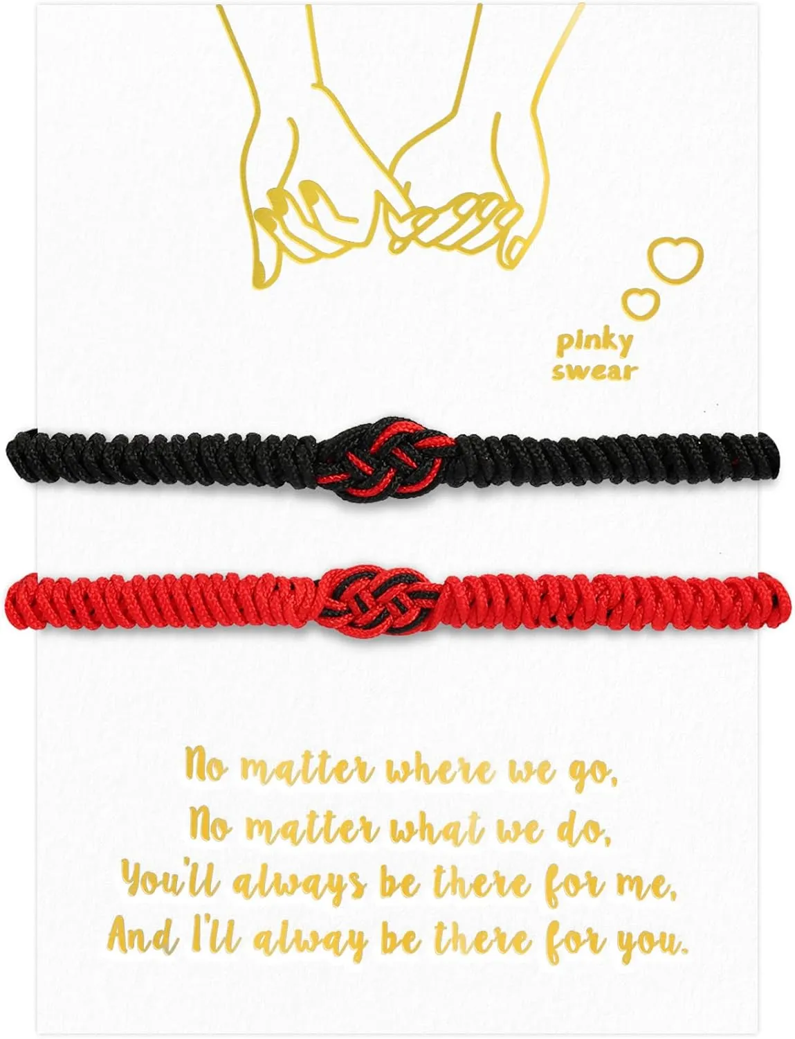 Matching Couple Bracelets for Men Women Red Black Mix Infinity Love Lucky Bracelet Tibetan Lucky Amulet Knot Bracelet With Pinky Promise Card Relationship Bracelets for Boyfriend Girlfriend