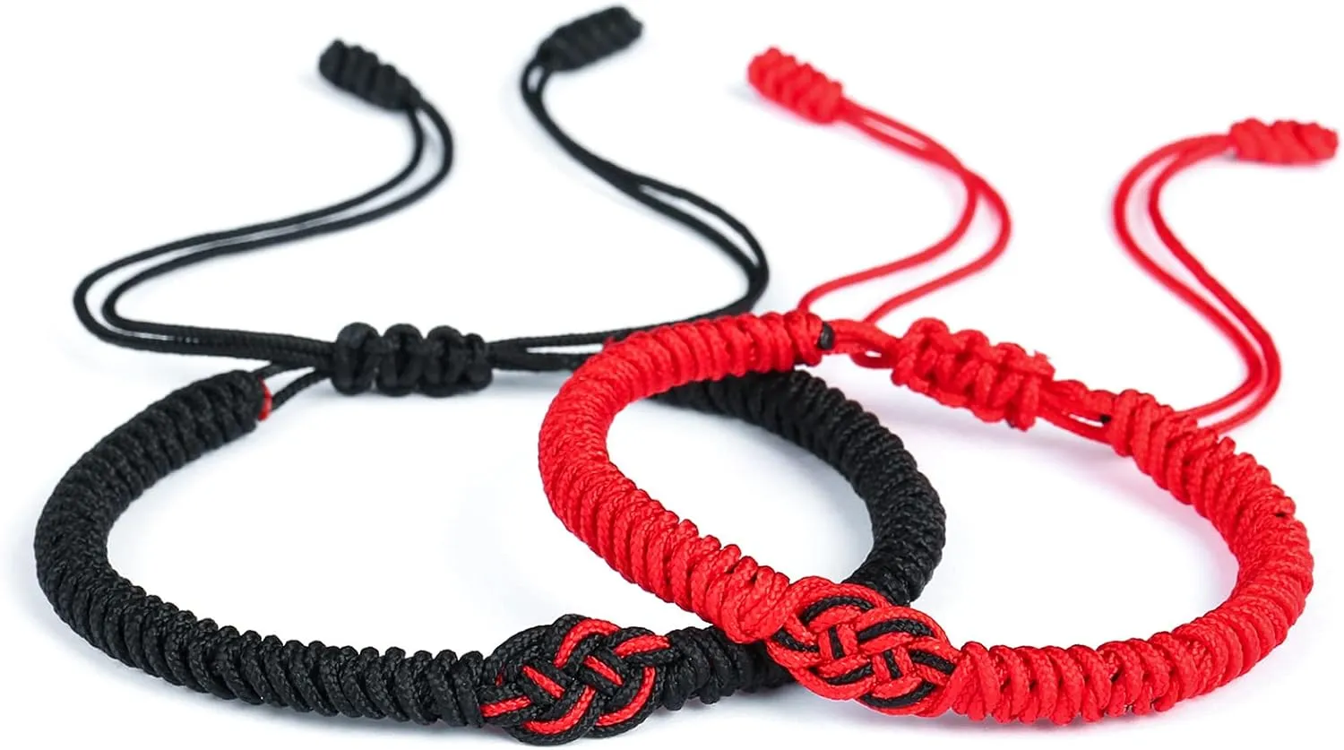 Matching Couple Bracelets for Men Women Red Black Mix Infinity Love Lucky Bracelet Tibetan Lucky Amulet Knot Bracelet With Pinky Promise Card Relationship Bracelets for Boyfriend Girlfriend