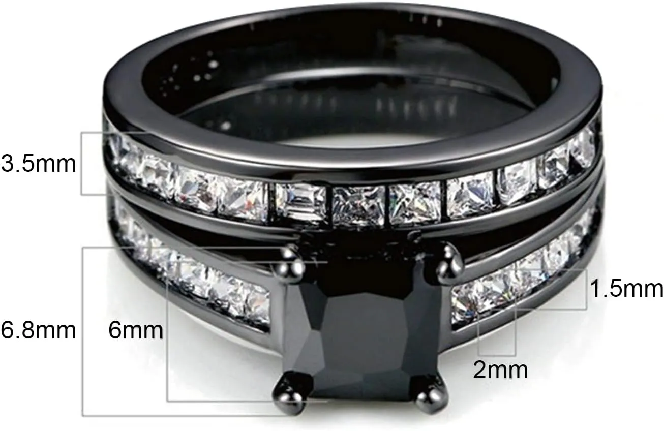 Matching Rings for Couples, Cubic Zirconia Wedding Ring Set for Engagement Valentine's Day