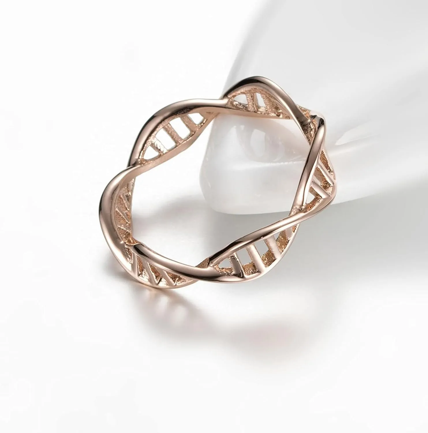 Matching Rings for Couples, Rose Gold Womens Wedding Bands Silver Rings Men Stainless Steel DNA