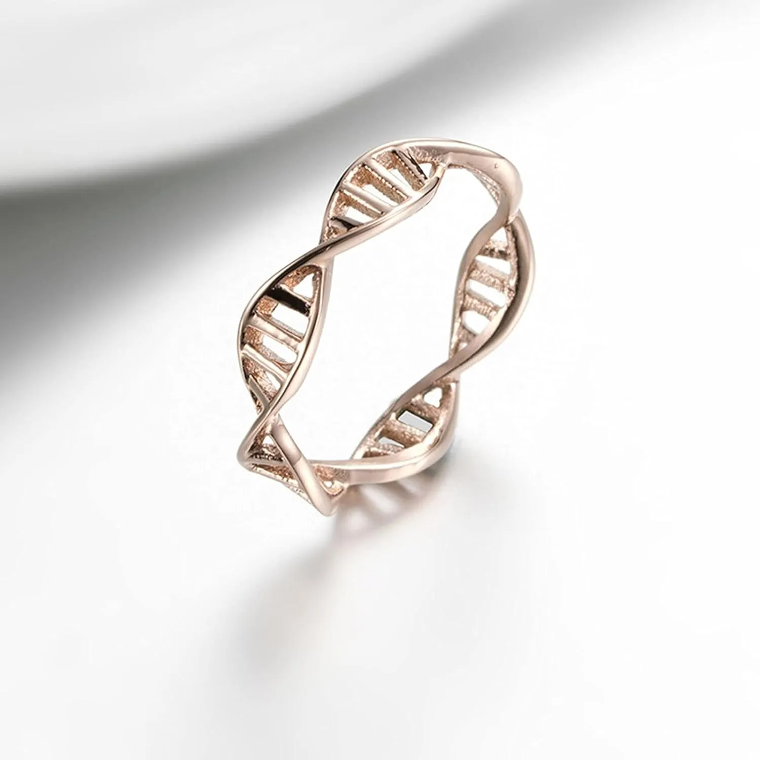Matching Rings for Couples, Rose Gold Womens Wedding Bands Silver Rings Men Stainless Steel DNA