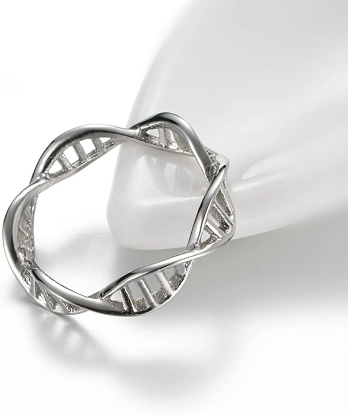 Matching Rings for Couples, Rose Gold Womens Wedding Bands Silver Rings Men Stainless Steel DNA