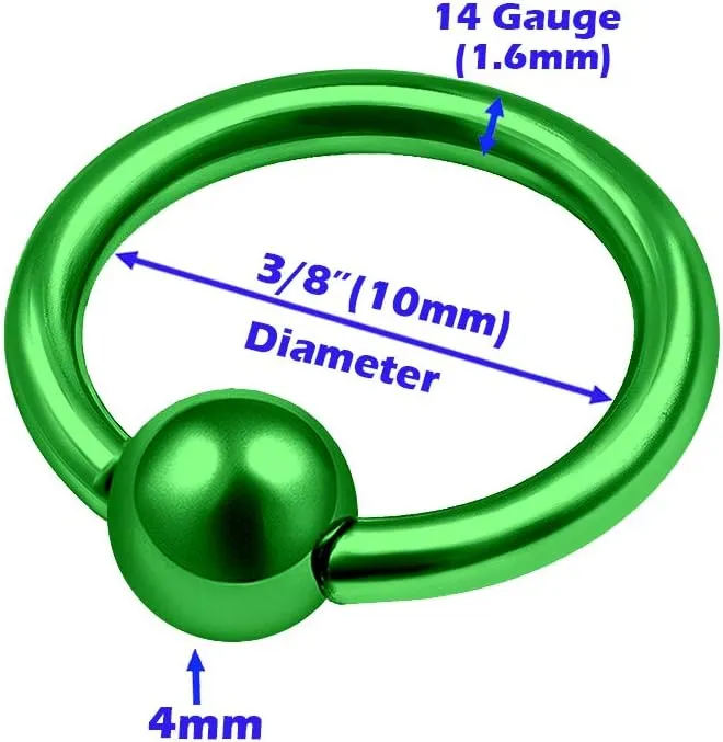 MATIGA 4Pcs Anodized Surgical Steel 14g 8mm 10mm 12mm 14mm captive bead ring Piercing Jewelry Nose Cartilage 4mm Ball More Choices