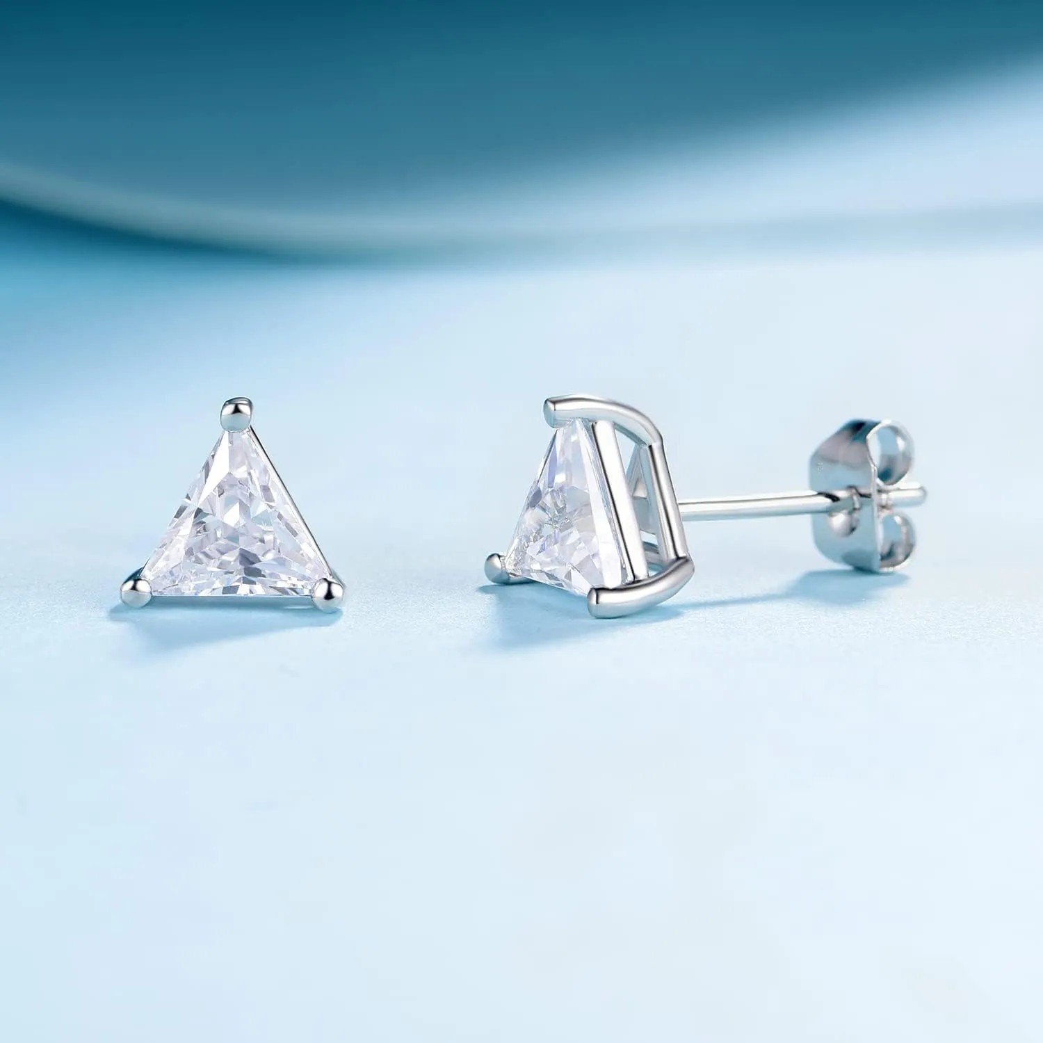 MDFUN 3 Pairs Stud Earrings Set for Men Women 18K White Gold Plated Cubic Zirconia Earring Hypoallergenic Ear Jewelry