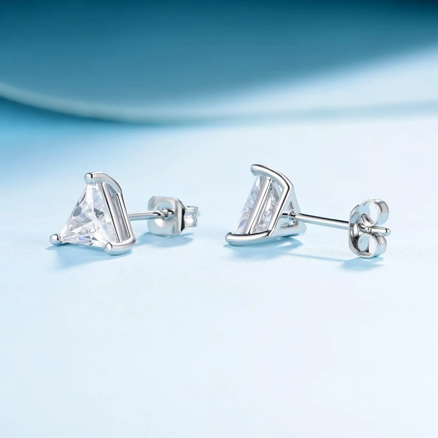 MDFUN 3 Pairs Stud Earrings Set for Men Women 18K White Gold Plated Cubic Zirconia Earring Hypoallergenic Ear Jewelry