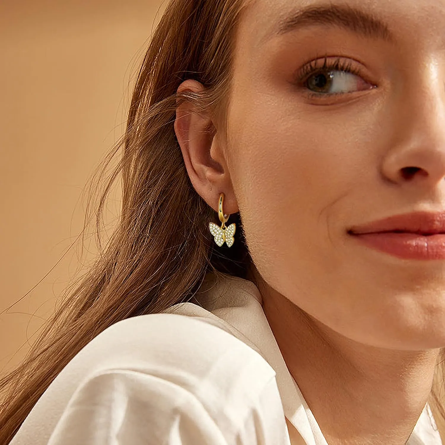 Me&Hz 14K Gold Plated Huggie Hoop Earrings for Women Statement Dainty Gold Filled Cubic Zirconia Dangle Earrings Lightweight Minimalist Aesthetic Drop Earrings for Women Trendy Jewelry Gifts