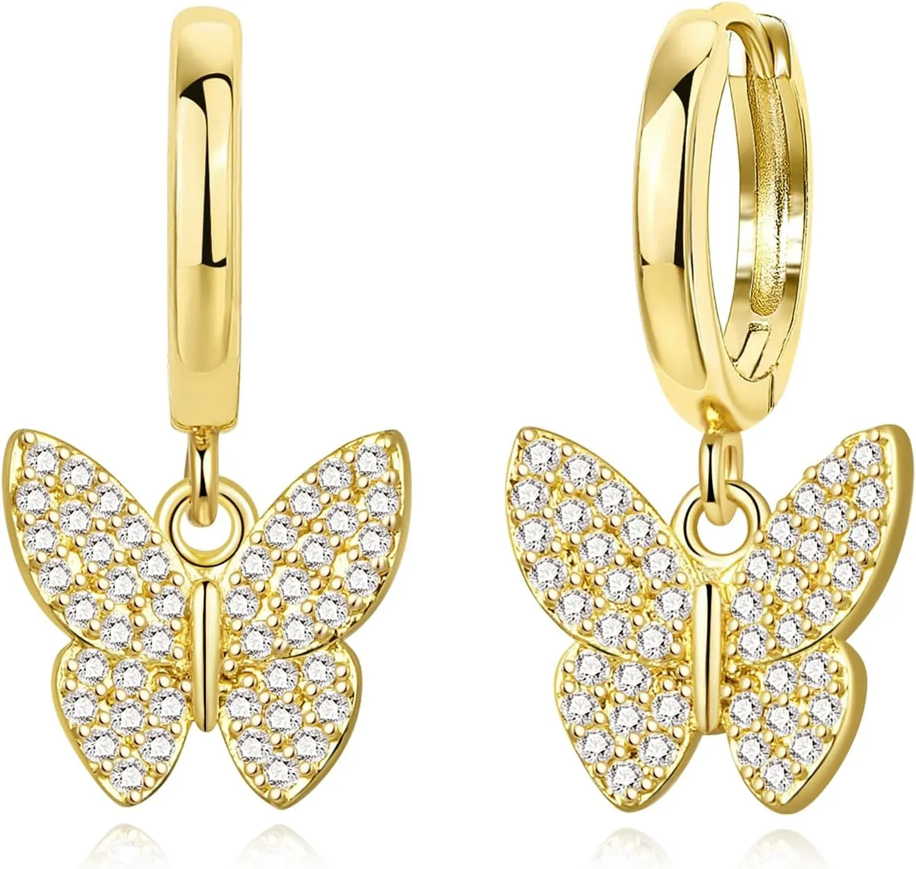 Me&Hz 14K Gold Plated Huggie Hoop Earrings for Women Statement Dainty Gold Filled Cubic Zirconia Dangle Earrings Lightweight Minimalist Aesthetic Drop Earrings for Women Trendy Jewelry Gifts