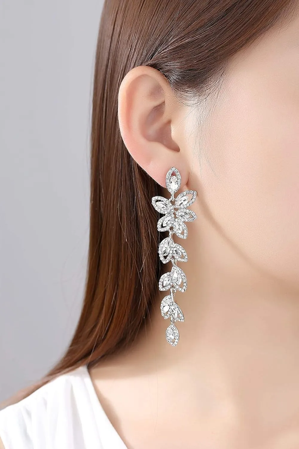 mecresh Flower Teardrop Earring and Bracelets Silver/Gold/Champagne Bridal Jewelry Sets for Women