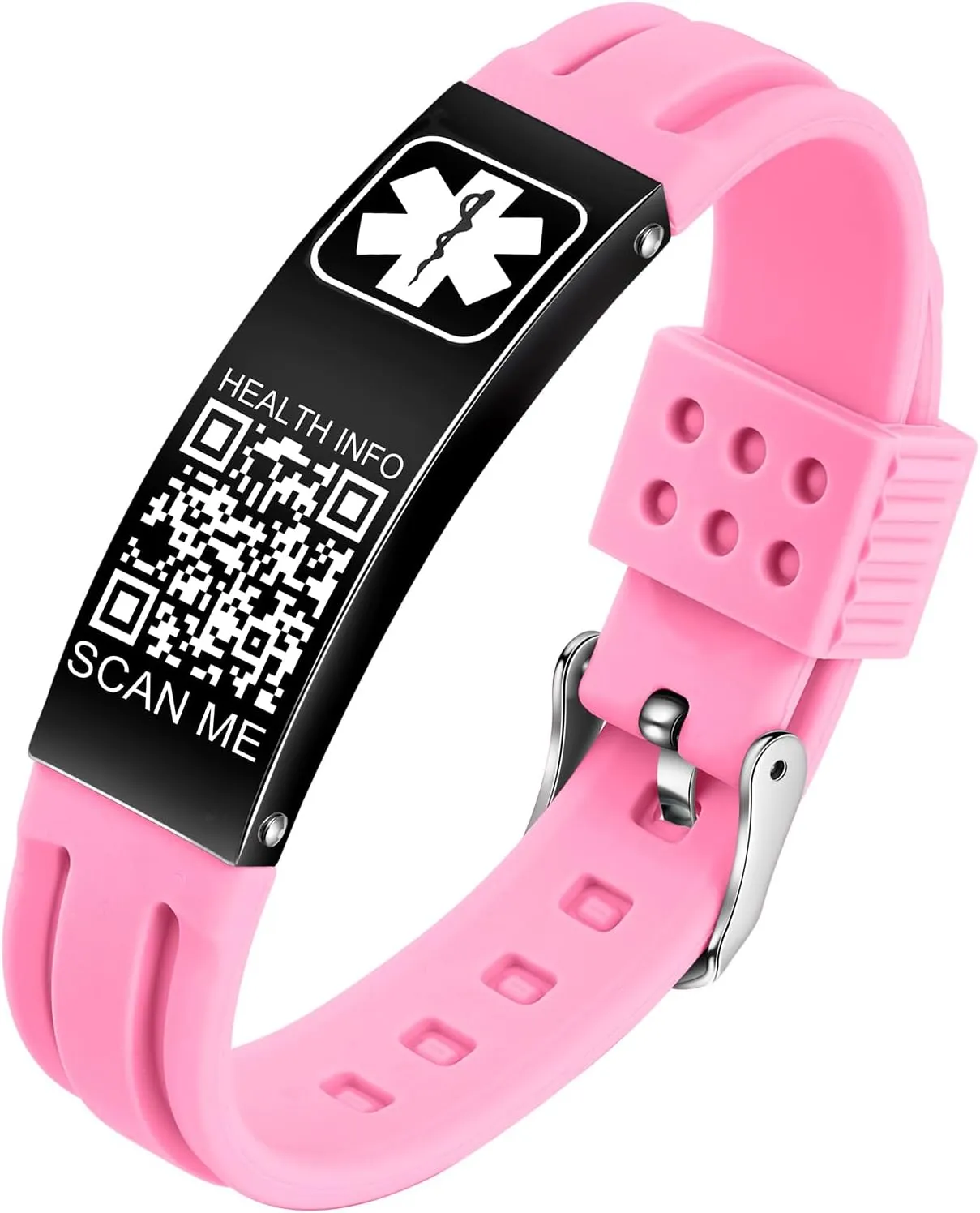 Medical Bracelets for Men Women with QR Code Medical Alert ID Bracelets for Sport Travel - Silicone Waterproof Wristband Fits Wrists Up to 8 inches - More Space Custom Emergency Medic ID Alert Information