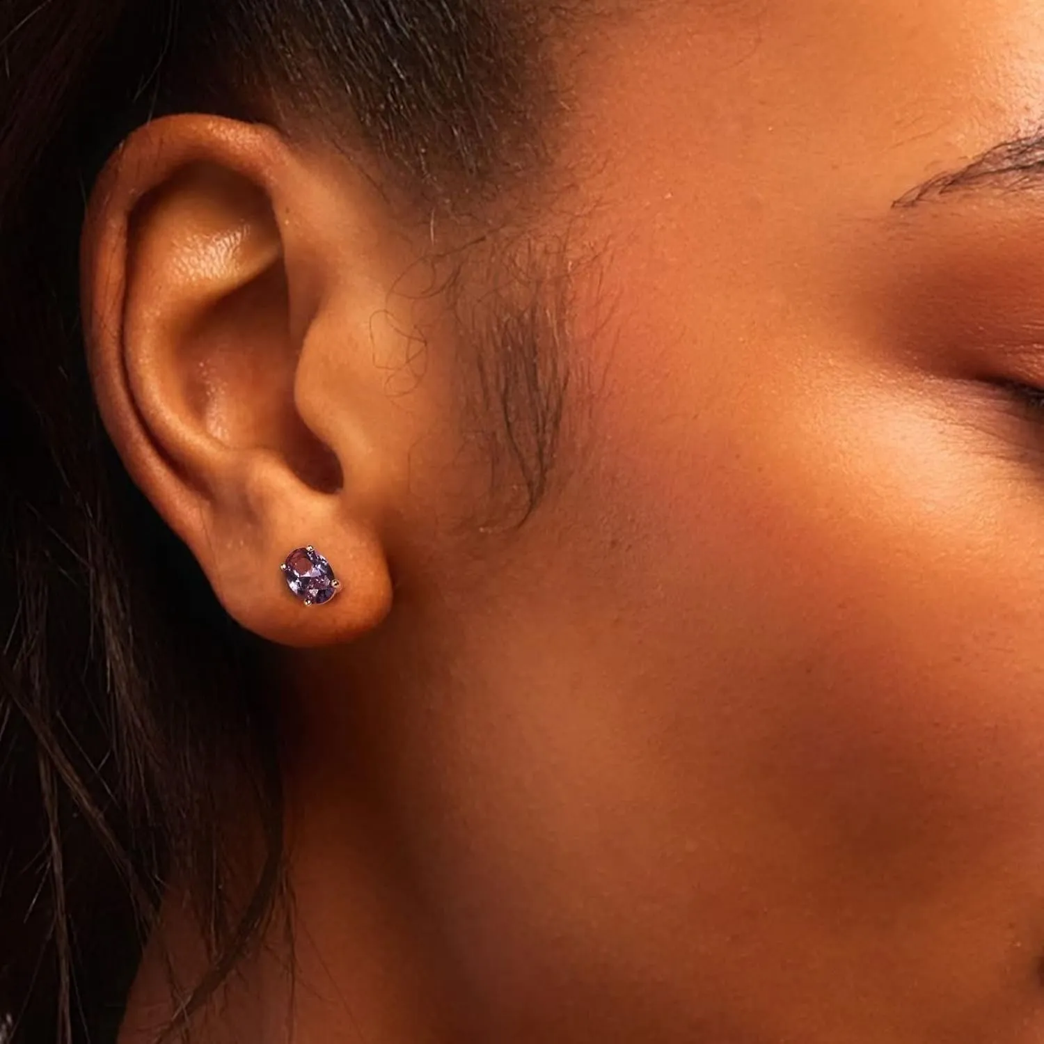 Memorjew 1Ct Oval Birthstone Earrings for Women, S925 Sterling Silver Stud Earrings Genuine or Created Birthstone Earrings 12 Months Birthstone Stud Earrings for Women Jewelry Gifts