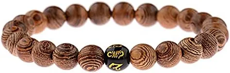 Men Natural Wood Beads Cross Bracelets Onyx Meditation Prayer Bead Bracelet Women Wooden Yoga Jewelry 6O4C5 (ABJ036-4)