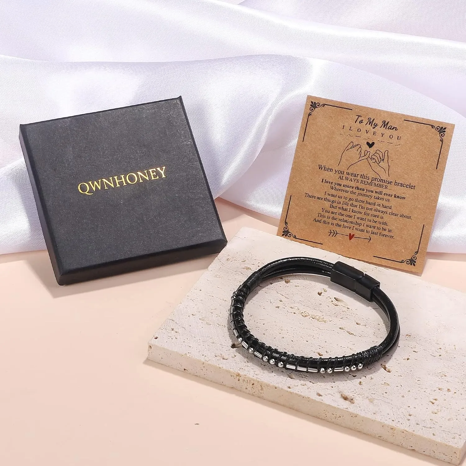 Mens Bracelets Men Morse Code Bracelet Father Dad Husband Son Grandson Brother Boyfriend Father'S Day Birthday Graduation Valentines Day Anniversary Christmas Leather Cuff Bangle I Love You Jewelry Gift for Man Him