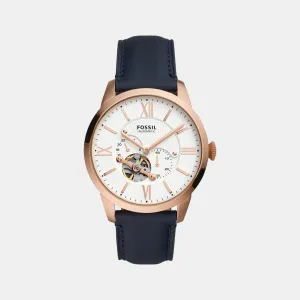 Men's White Dial Leather Automatic Multi-Function Watch ME3171