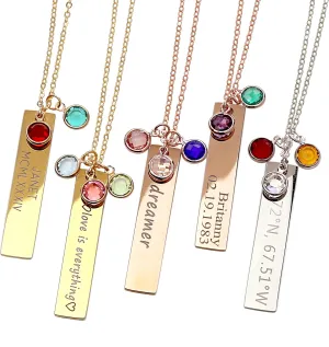 MignonandMignon Mothers Day Gifts Birthstone Gold Necklaces for Women Gemstone Jewelry Graduation Emerald Family Tree - 8N-BS