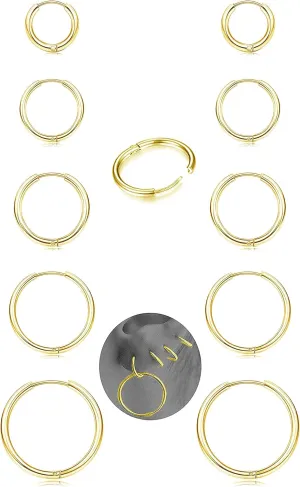 Milacolato 316L Stainless Steel Hoop Earrings 8mm 10mm 12mm 14mm 16mm Hypoallergenic Huggie Earrings Comfortable Side Sleeper Earrings Cartilage Hoop Earrings for Women Men
