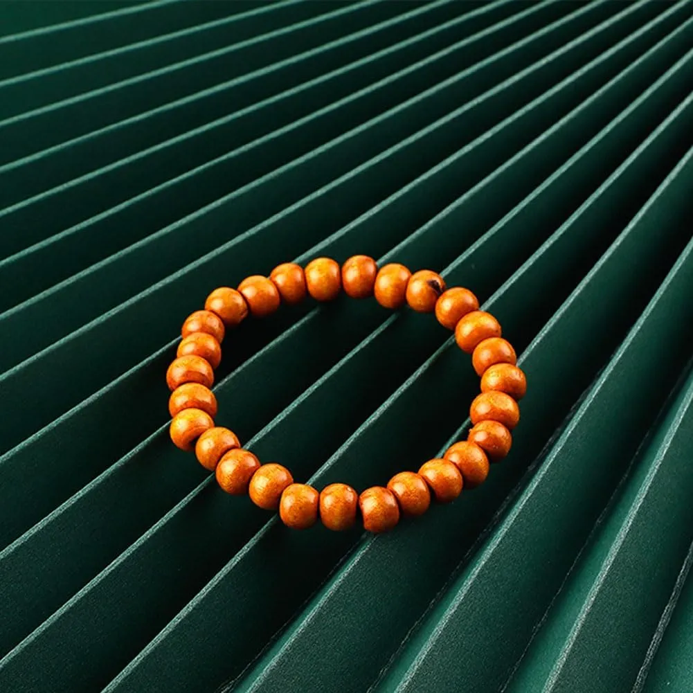 MILAKOO 6Pcs Natural Wood Bracelets for Men Women Lava Rock Stone Beads Yoga Stretch Bracelet