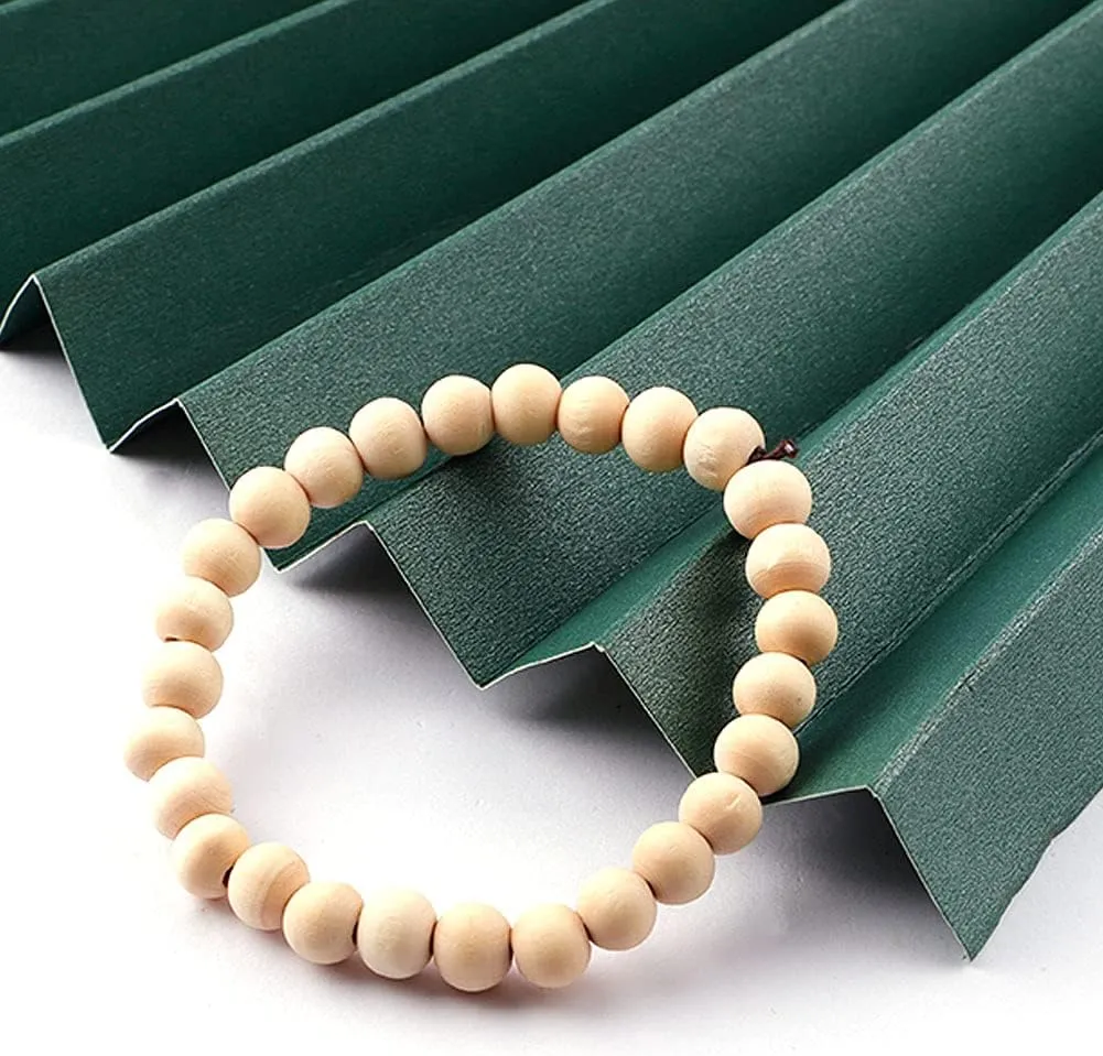 MILAKOO 6Pcs Natural Wood Bracelets for Men Women Lava Rock Stone Beads Yoga Stretch Bracelet