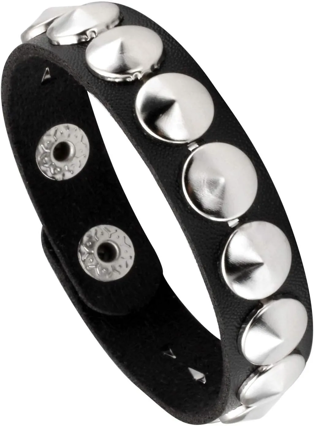 MILAKOO Punk Mens PU Leather Bracelet Wide Snap Button Wrap Bracelets Wristband for Women
