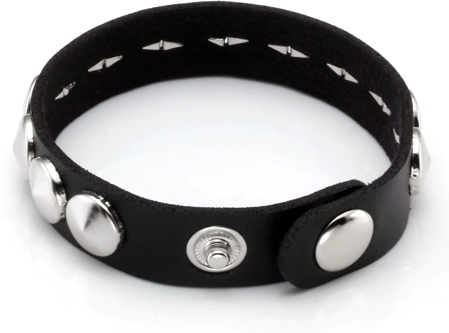 MILAKOO Punk Mens PU Leather Bracelet Wide Snap Button Wrap Bracelets Wristband for Women