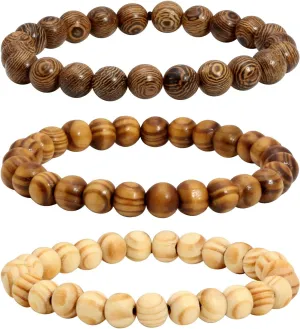 MILAKOO Wooden Bracelet for Women Men Mala Natural Beads for Prayer Energy Healing Cuff Wristband