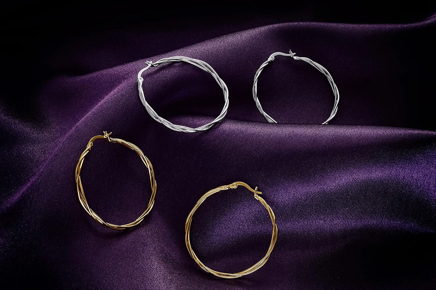 MILLA Twist Earrings - Gold Twisted Hoop Earrings & Thick Silver Hoop Earrings for Women - Big Chunky Gold Statement Earrings