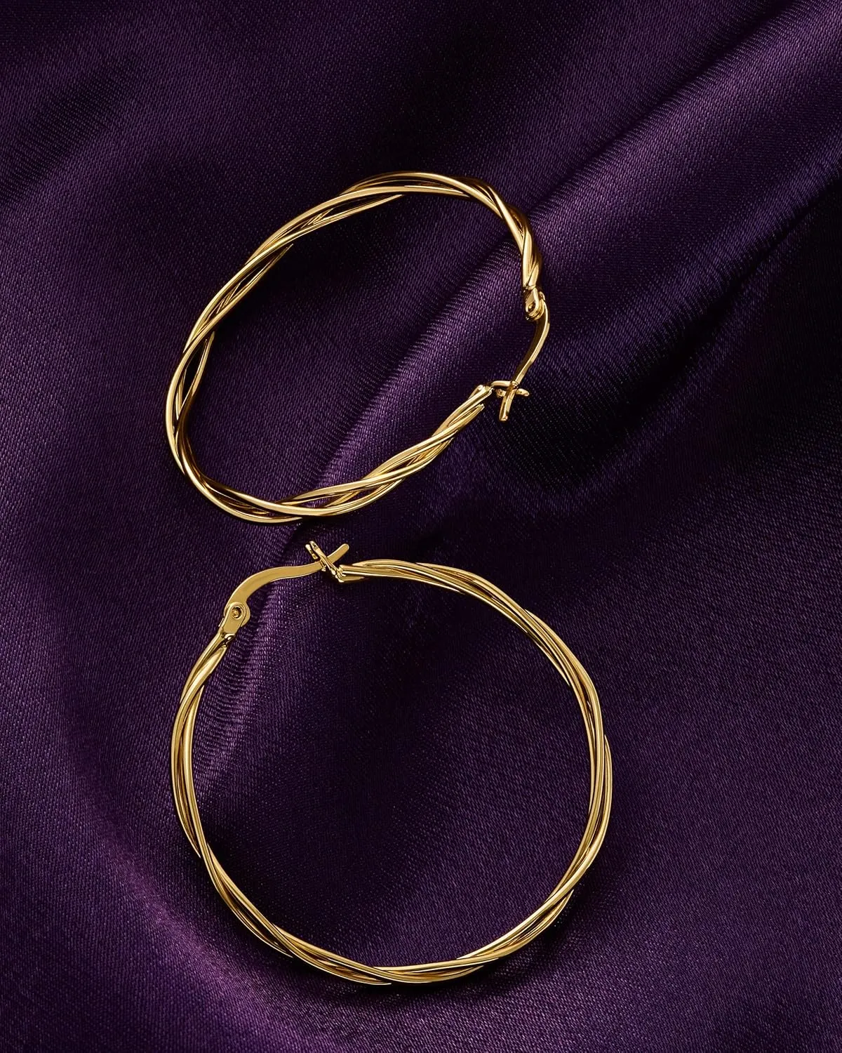 MILLA Twist Earrings - Gold Twisted Hoop Earrings & Thick Silver Hoop Earrings for Women - Big Chunky Gold Statement Earrings