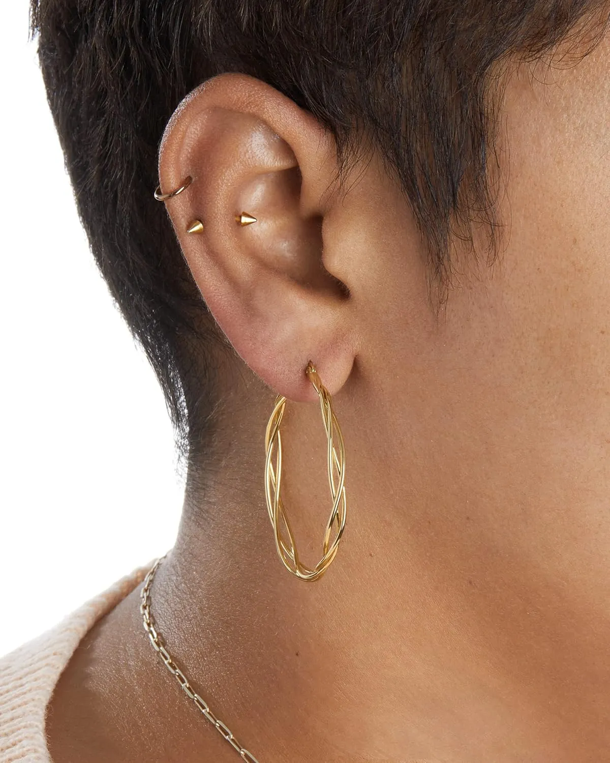 MILLA Twist Earrings - Gold Twisted Hoop Earrings & Thick Silver Hoop Earrings for Women - Big Chunky Gold Statement Earrings