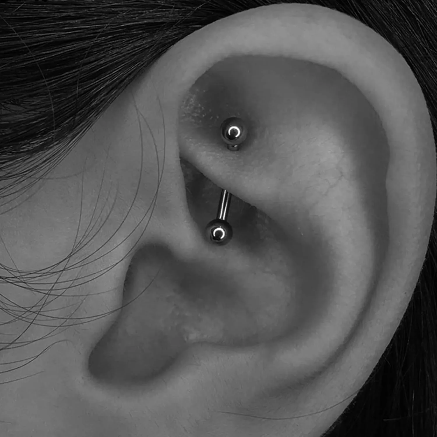 MODRSA Rook Piercing Jewelry Rook Earrings for Women Eyebrow Rings Surgical Steel Vertical Labret Jewelry 16g 14g Curved Barbell Snug Daith Surface Tragus Piercing Jewelry Silver Gold