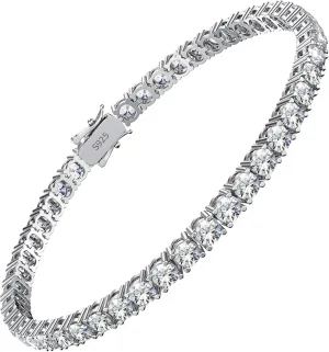 Moissanite Tennis Bracelet,10.5-14 Carats Lab Grown Diamond Tennis Bracelet for Women 18k White Gold Plated 925 Sterling Silver Men's Bracelet 3-4mm D Color VVS1 Round Cut Moissanite Bracelet for Women Men Jewelry Gift