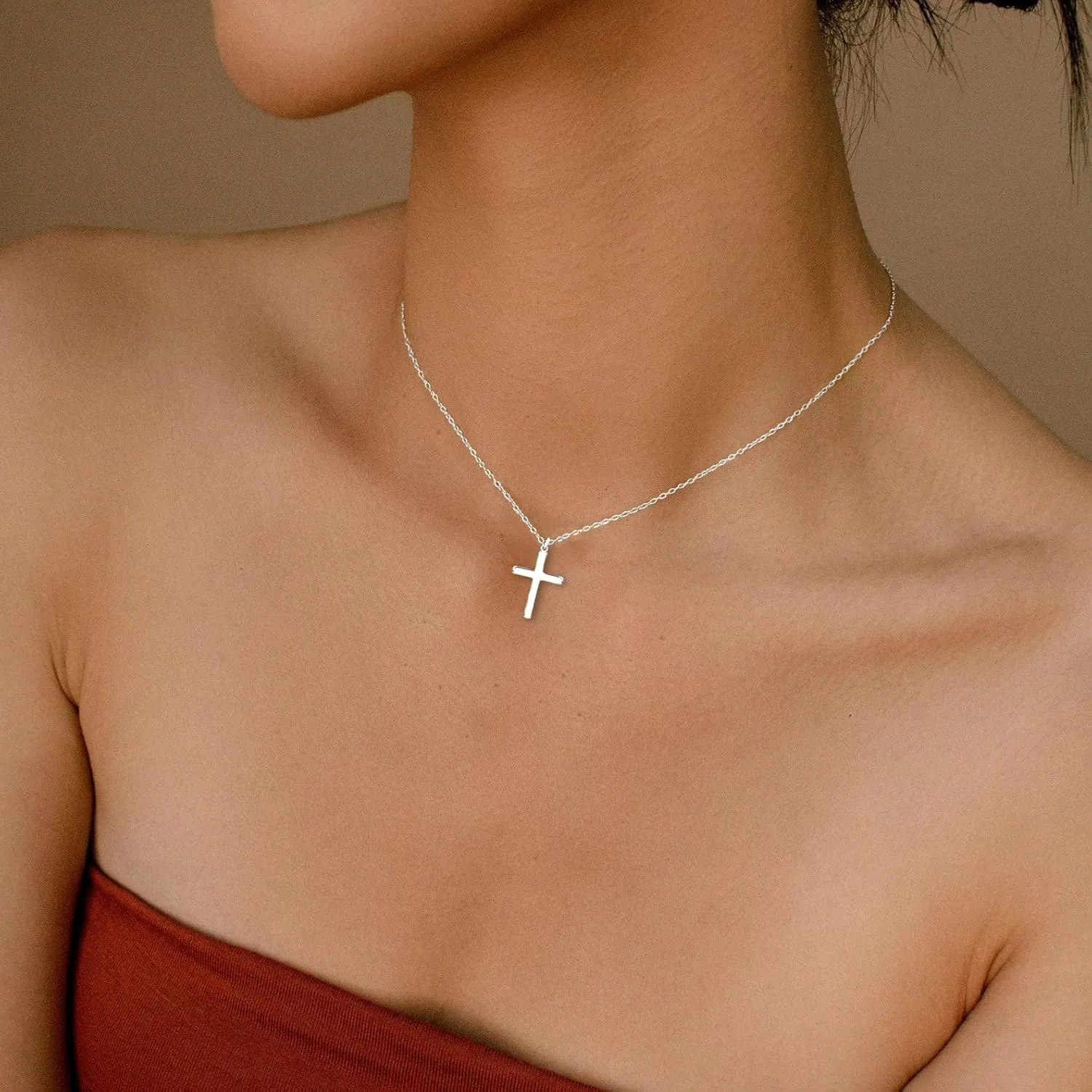 Moodear Cross Necklace for Women - Dainty 14K Gold Plated/Sterling Silver/Rose Gold Layered Cross Pendant Simple Cute Necklaces for Women Trendy Jewelry Gifts