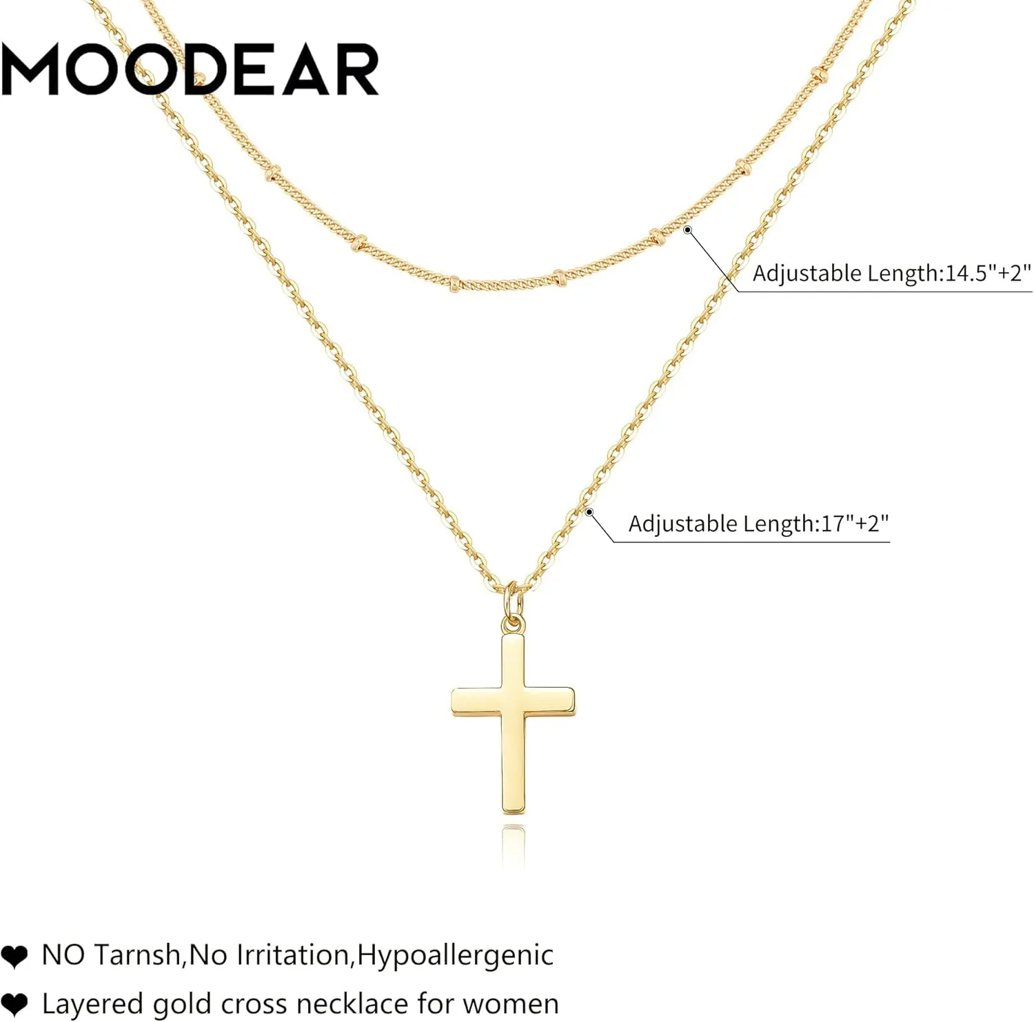Moodear Cross Necklace for Women - Dainty 925 Sterling Silver/Gold Plated Layered Cross Pendant Simple Small Necklaces for Women Trendy Jewelry Gifts