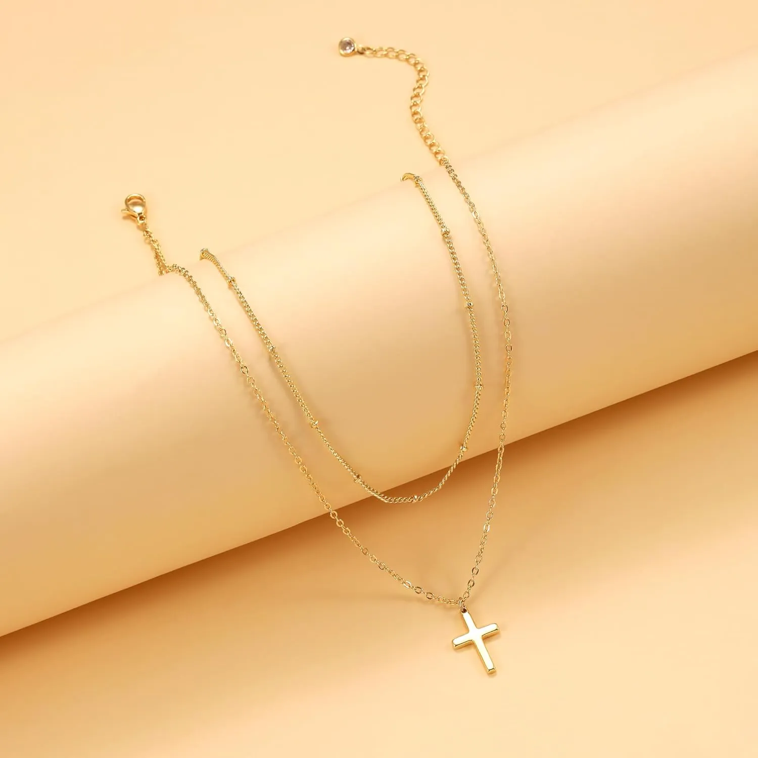 Moodear Cross Necklace for Women - Dainty 925 Sterling Silver/Gold Plated Layered Cross Pendant Simple Small Necklaces for Women Trendy Jewelry Gifts