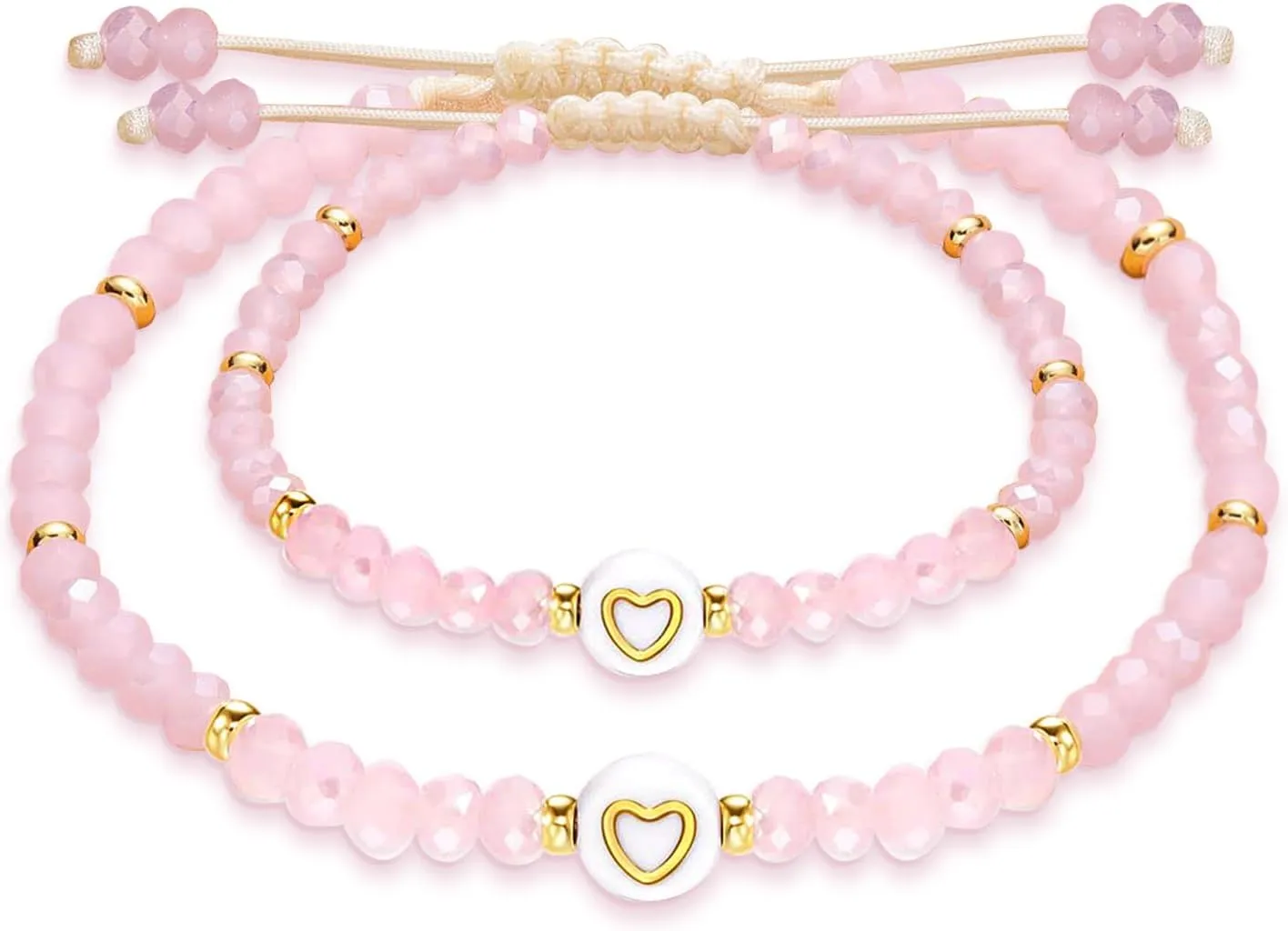 Mother Daughter Bead Bracelet Set for 2, Mommy and Me Matching Bead Bracelet, Mama and Mini Matching Heart Bracelets for Mom Daughter Valentines Mother's Day Gift